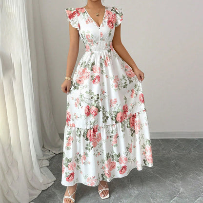 Saliya V Neck A Line Vacation Long Dress Aclosy