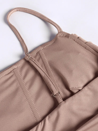 ALANA FISHBONE BACKLESS EVENING MAXI DRESS