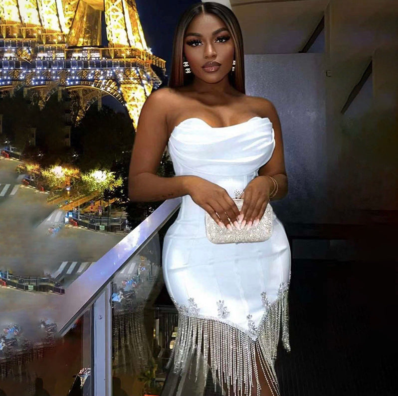 Tassel Tube Top Bandage Dress