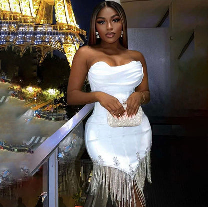 Tassel Tube Top Bandage Dress