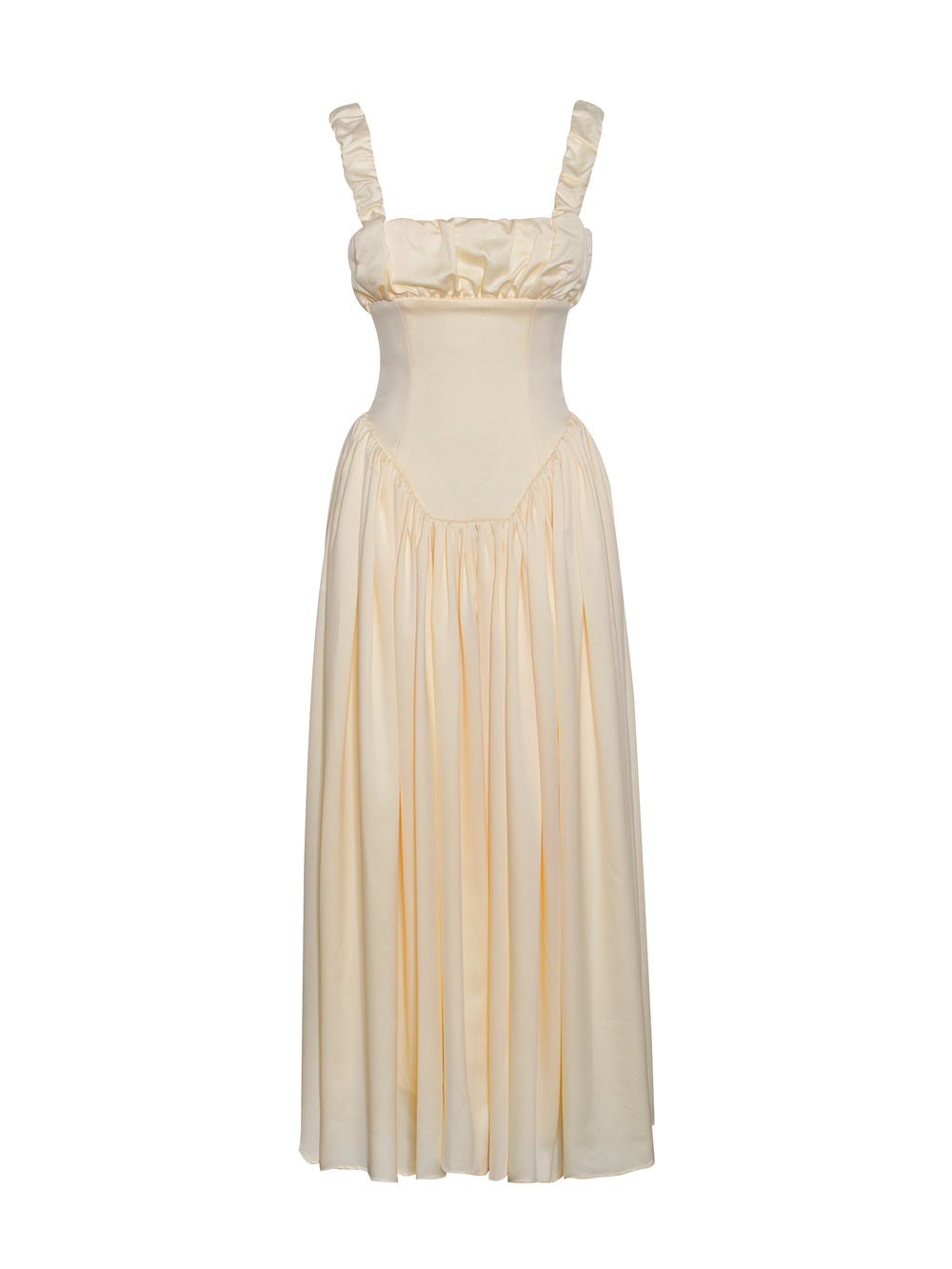 Riola Egg White Satin Drop Waist Maxi Sundress (Copy) aclosy