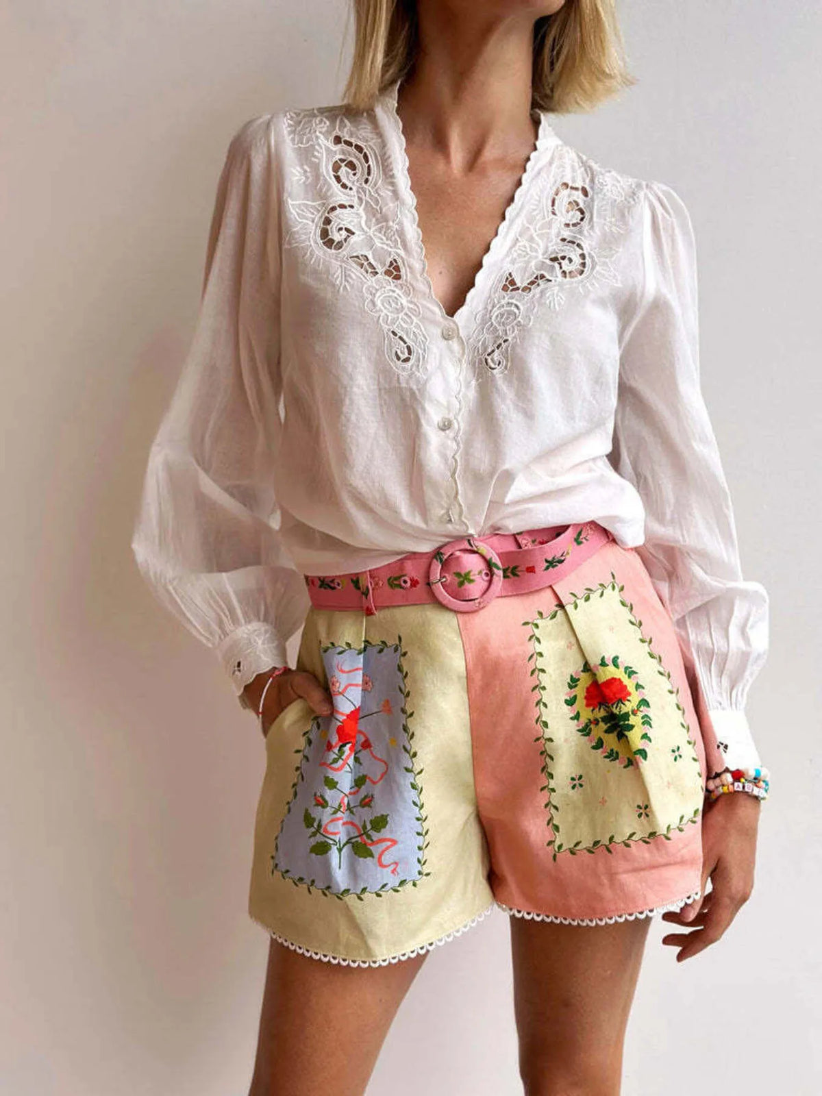 Printed Short Sleeve Shirt and Shorts Set