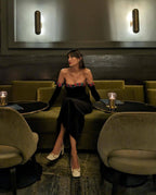 Flower Sequin Lace Decoration Velvet Skirt Aclosy