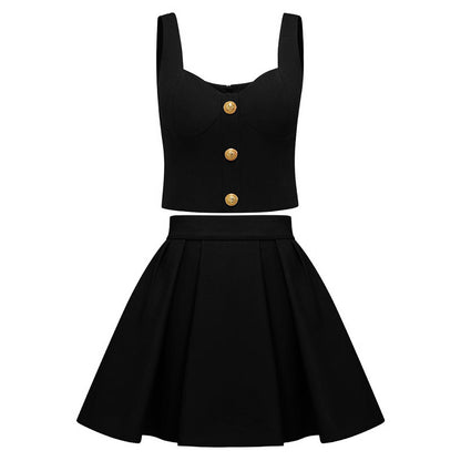 Elegant And Sexy Sleeveless Short Vest Corset Skirt #aclosyESL