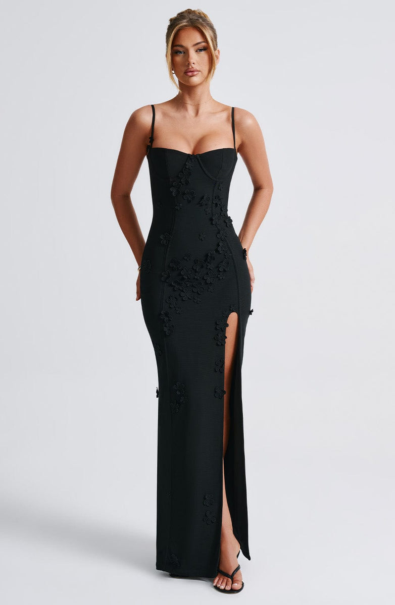 ALANA MAXI DRESS-LINED-BLACK aclosy