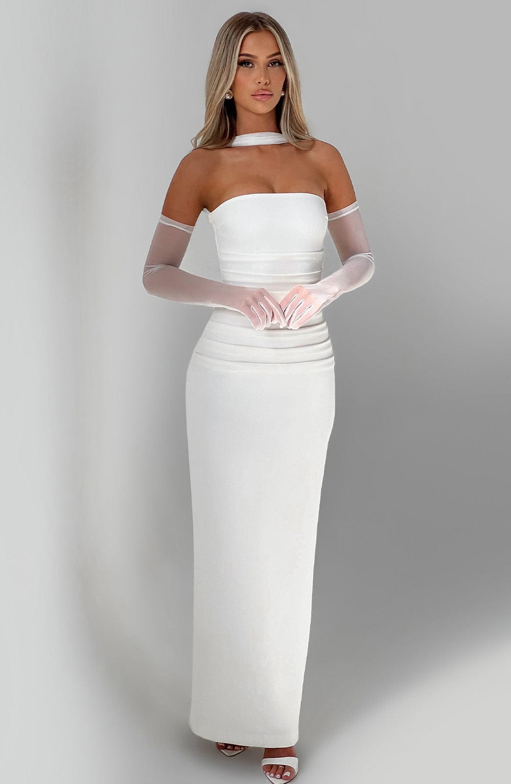 CHIC ELEGANT MAXI DRESS-WHITE Aclosy
