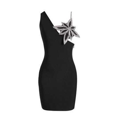 Sleeveless V-neck SUNFLOWER Diamond Mini Slim Fit Dress Aclosy