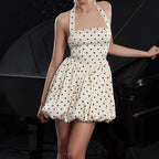 Polka Dot Brace Waist-tight Halter Holiday Tulle Tutu Dress #aclosyESL