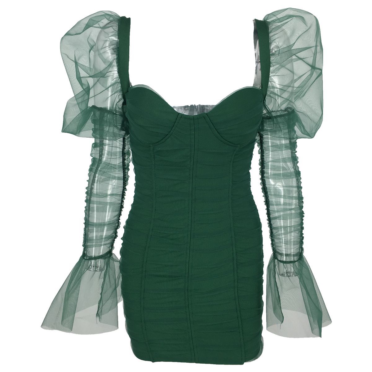 Bandage sexy perspective mesh dress aclosy