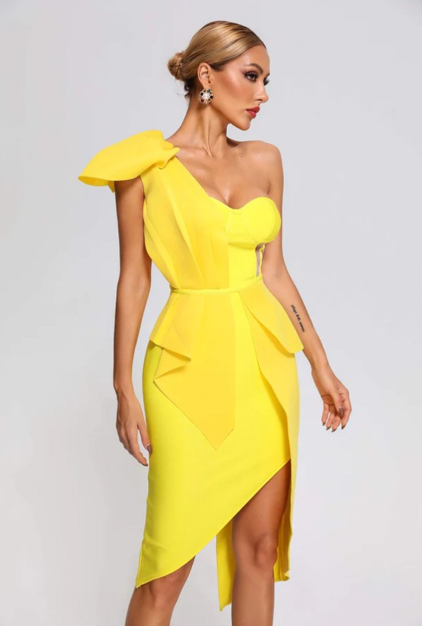 Women's Fashion Three-dimensional Ruffled Shoulder Dress aclosy