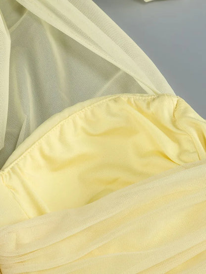 Maliya Halter Mesh Slit Maxi Dress