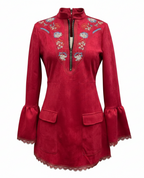 Vintage Style Lace Patchwork Long Sleeve Mini Dress