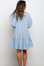 Ruffle V Neck Three-quarter Sleeves Dresses