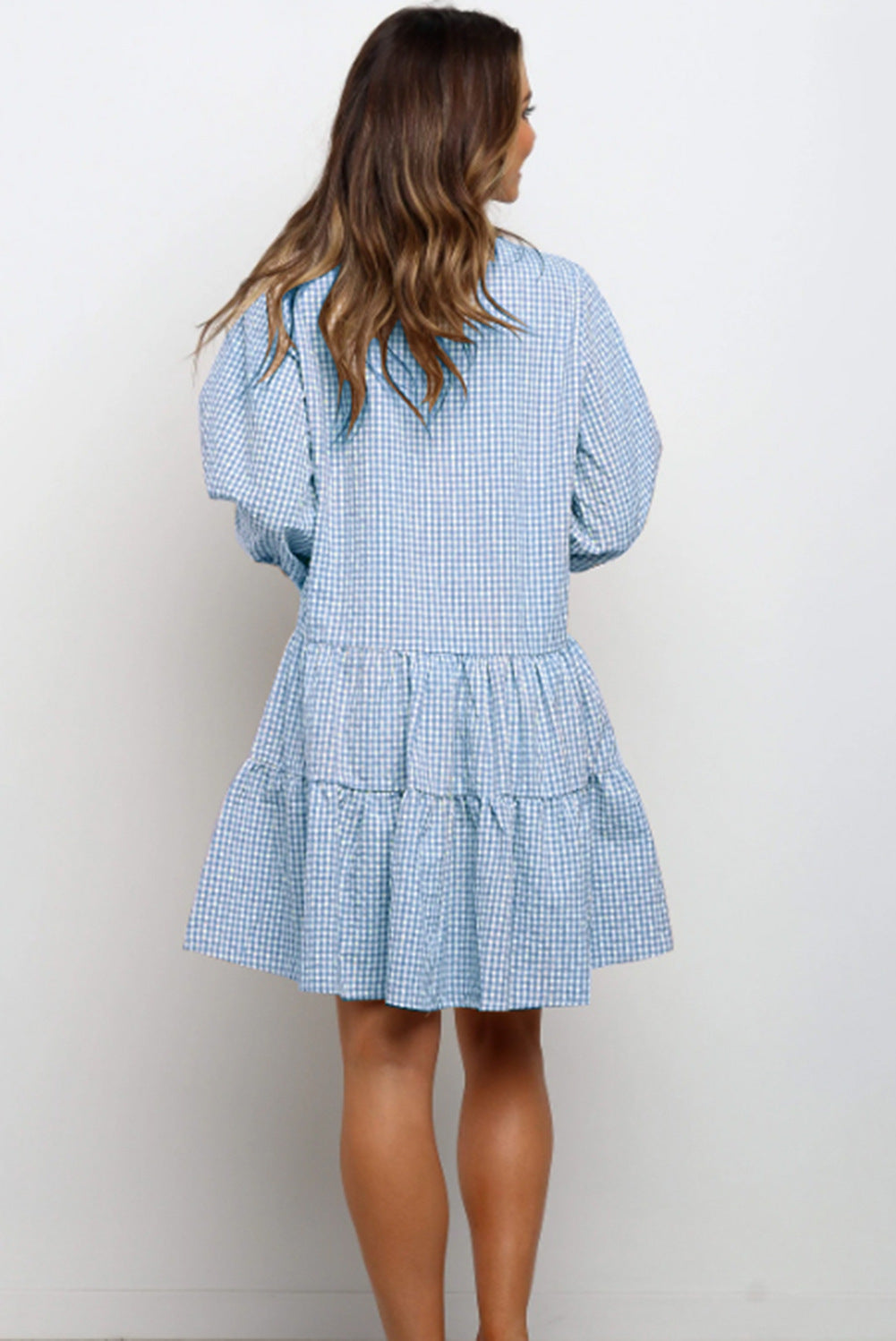 Ruffle V Neck Three-quarter Sleeves Dresses
