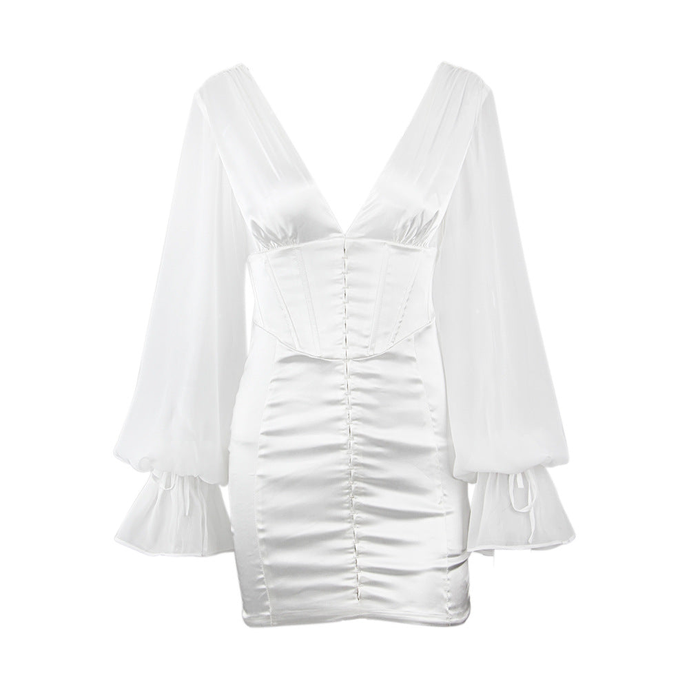 Felio White Satin Mini Dress