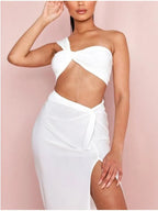 Split Long Skirts Two Piece Summer Set Dress aclosy