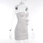 Hot Girl Slim-fit Pure Style Slim Fit Skirt Three-dimensional Flower Cutout Tube Top Dress aclosy