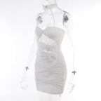 Hot Girl Slim-fit Pure Style Slim Fit Skirt Three-dimensional Flower Cutout Tube Top Dress aclosy