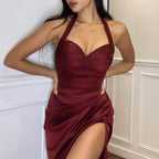 Strapless Lace-up Fit Open-back Ruffled Dress aclosy