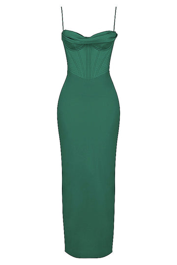 Elegant Corset Maxi Dress-Green Aclosy Elegant Corset Maxi Dress-Green Aclosy
