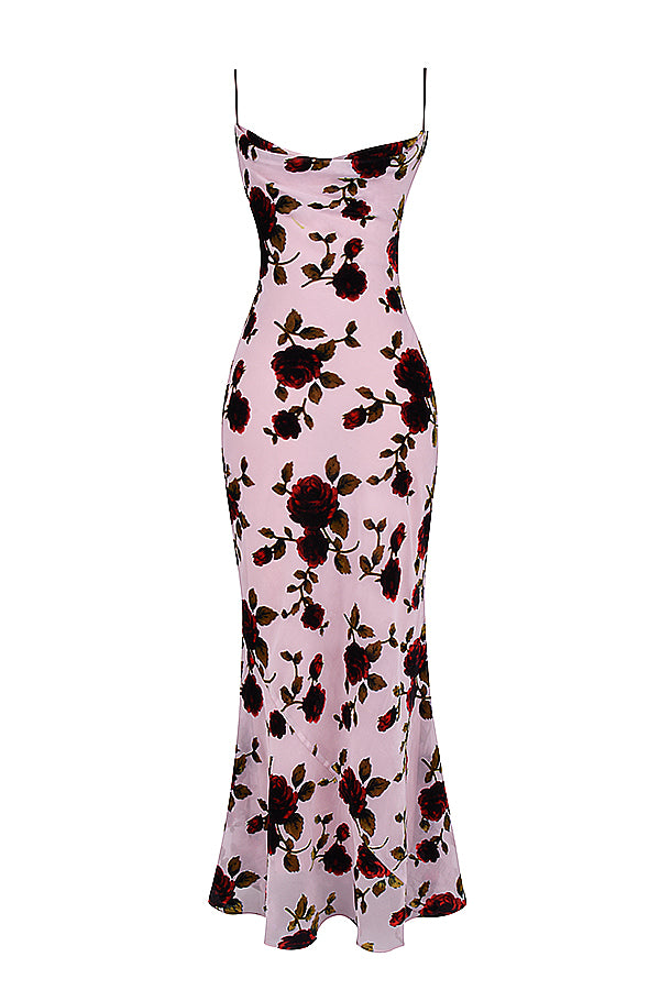 Copy of Rose Print Dress With Lace Spicy Girl Aclosy