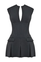 Pleated Skirt Fishbone Slim Sleeveless Dress aclosy