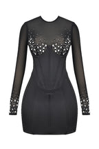 ARINA CRYSTAL BLACK MINI DRESS