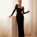 Mesh Stitching Lace Mid-length Dress Aclosy