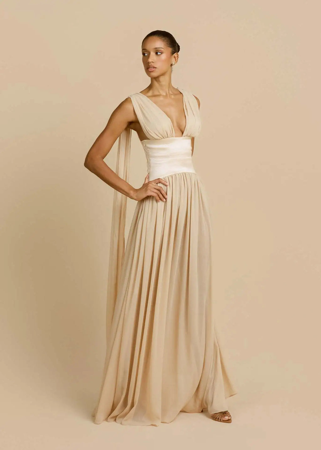 Maelle Draped Chiffon Maxi Dress
