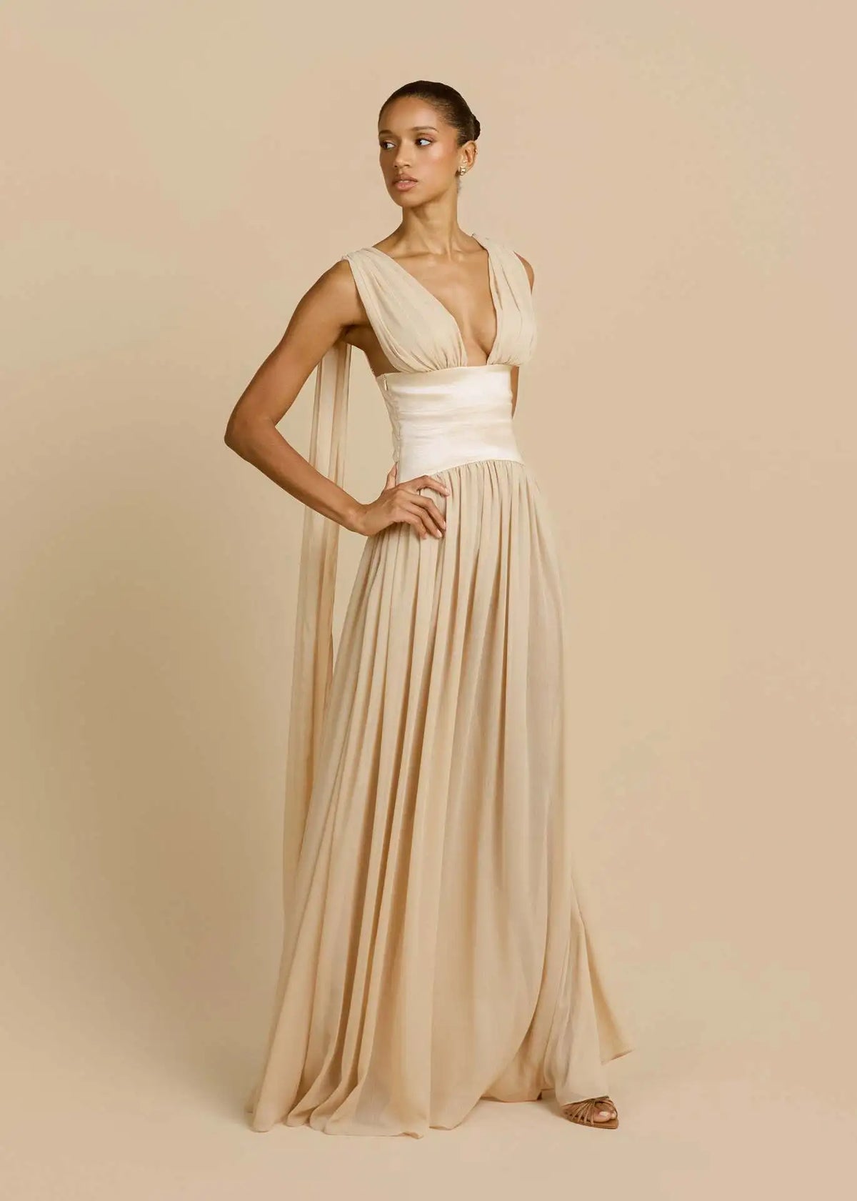 Maelle Draped Chiffon Maxi Dress