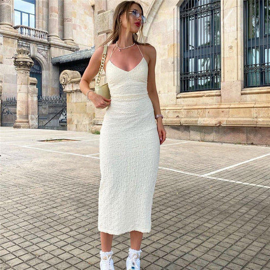 Women's Fashion Lace Mid Length Slit Dress Aclosy