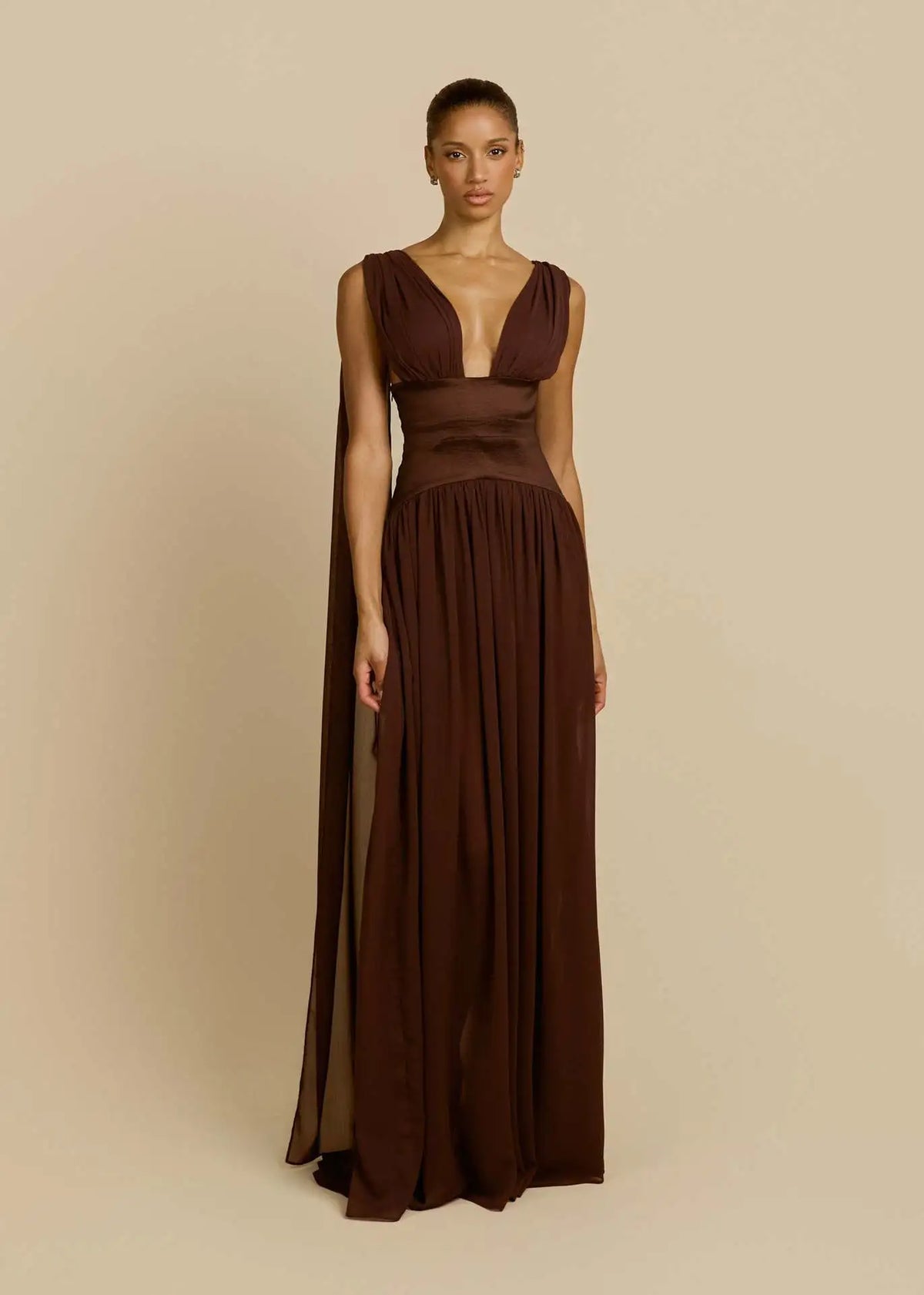 Maelle Draped Chiffon Maxi Dress