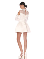 YARNA SATIN MINI DRESS-WHITE