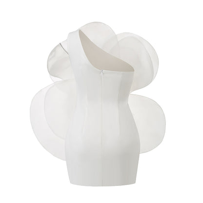 Women's High-end Oblique Shoulder Decorative Flower Dress Aclosy