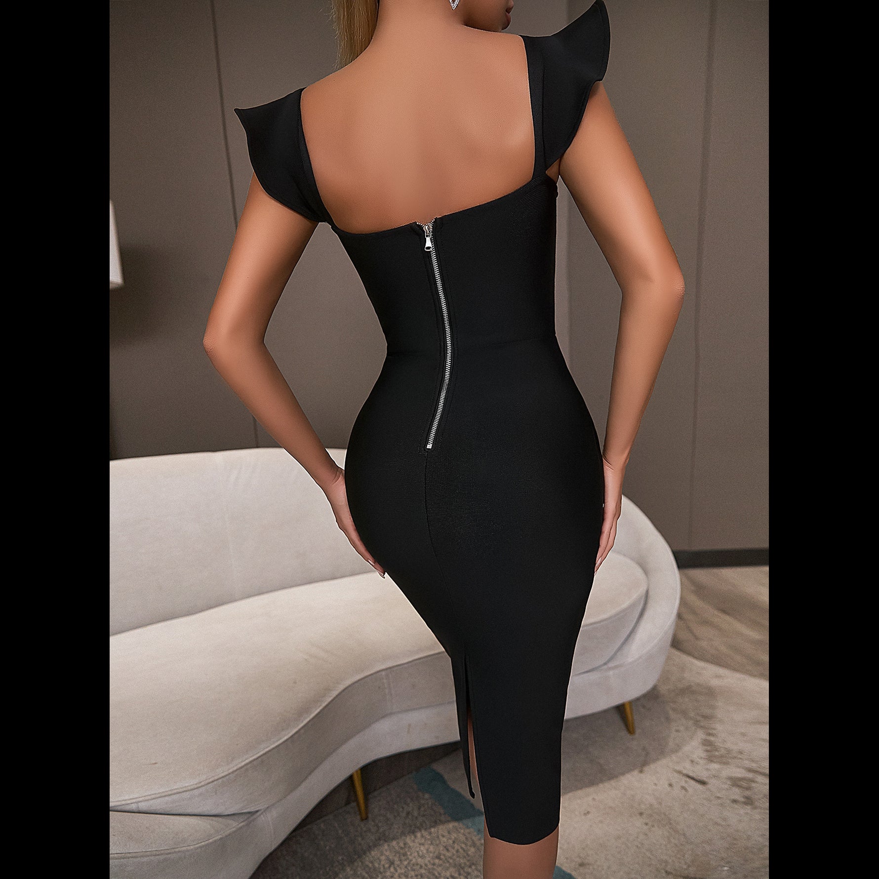 Women's Elegant Solid Color Hip-hugging Dress aclosy