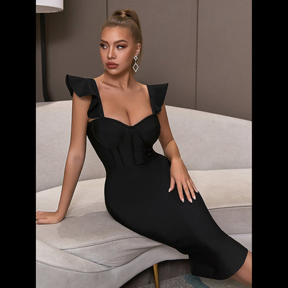 Women's Elegant Solid Color Hip-hugging Dress aclosy