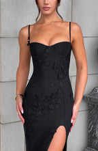 ALANA MAXI DRESS-LINED-BLACK aclosy