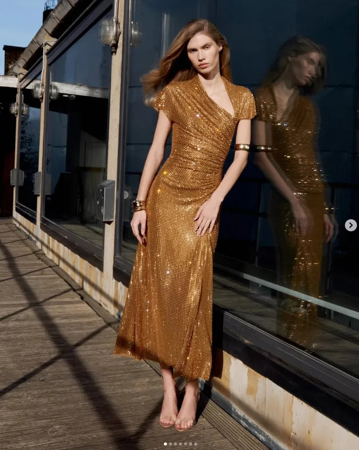 Chic Party Off-Shoulder Beaded Sleeveless Dress