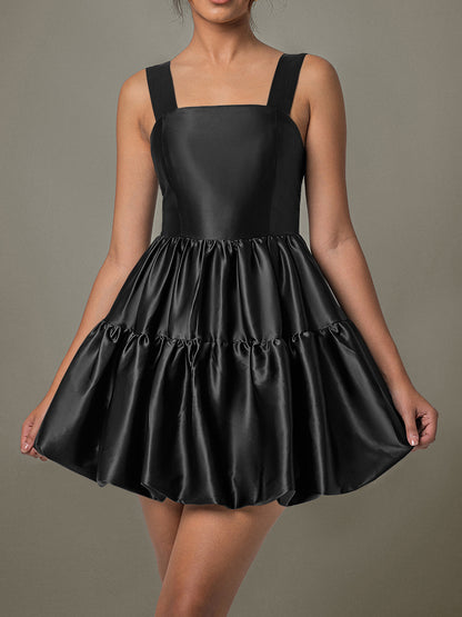 Ruched Square Neck Wide Strap Mini Dress Trendsi