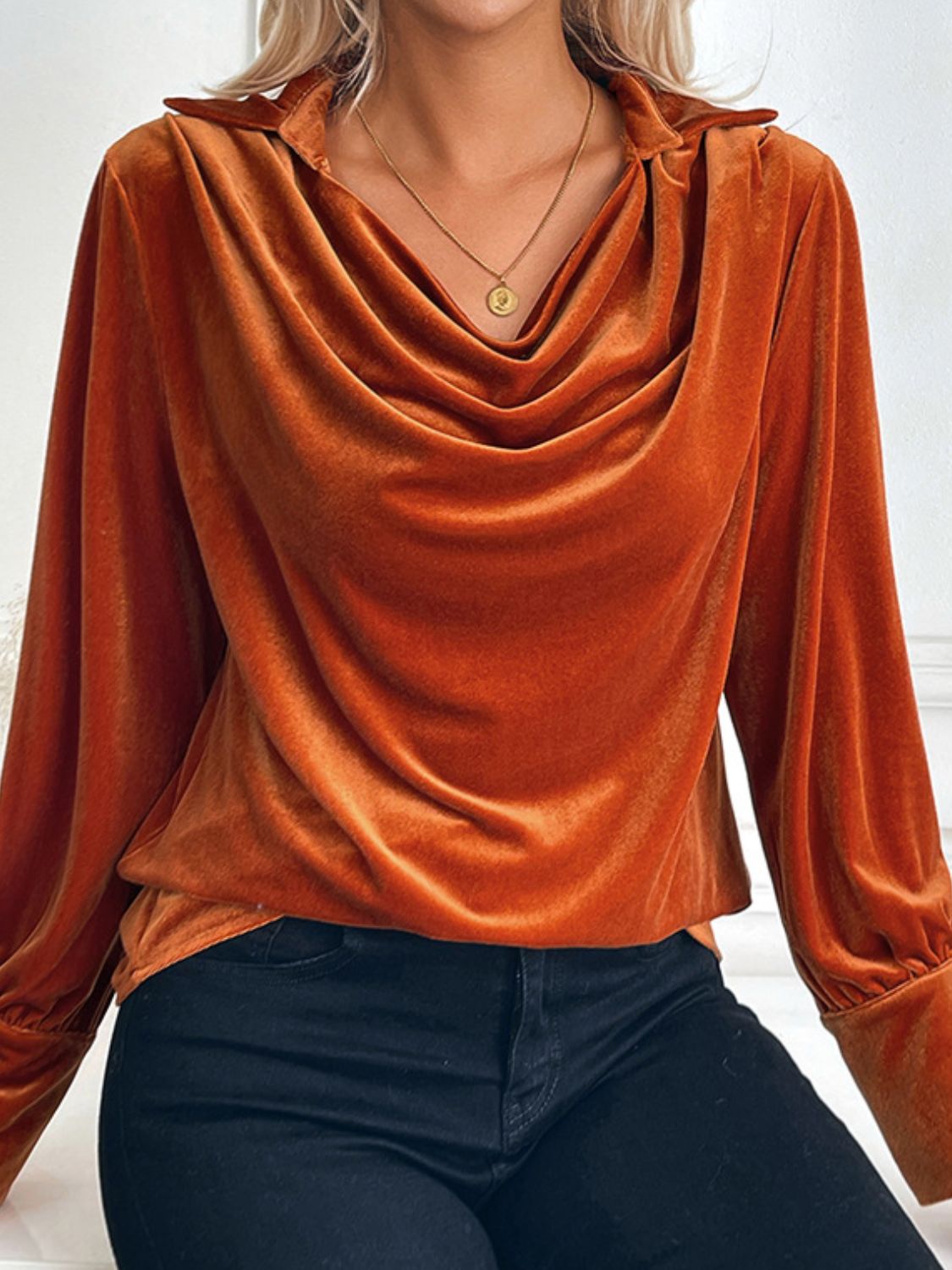 Perfee Ruched Long Sleeve Blouse Trendsi