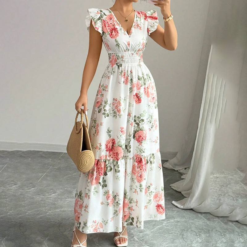 Saliya V Neck A Line Vacation Long Dress Aclosy