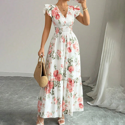 Saliya V Neck A Line Vacation Long Dress Aclosy