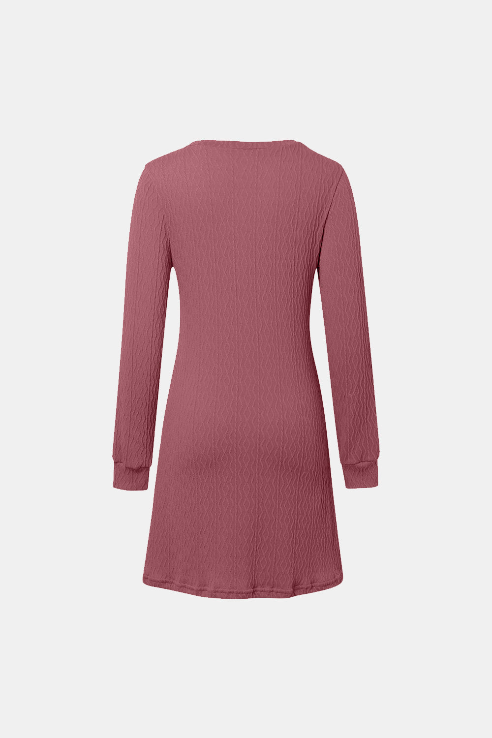 Texture V-Neck Long Sleeve Dress Trendsi