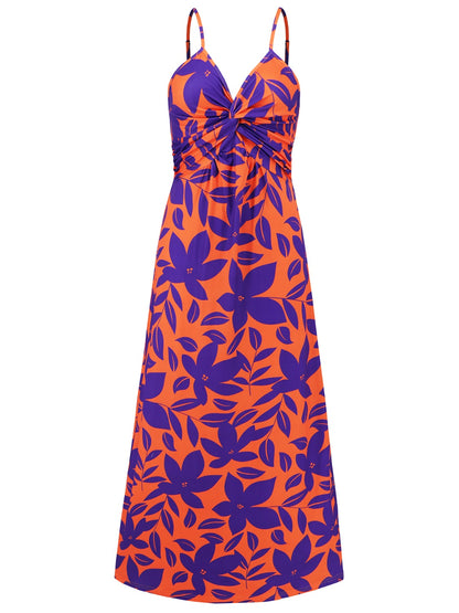 Twisted Printed V-Neck Cami Dress Trendsi