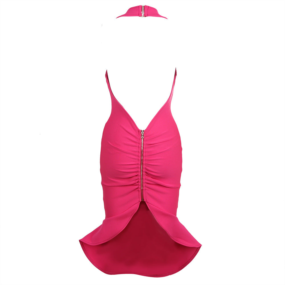 Backless Halter Neck Slim Fishtail Skirt