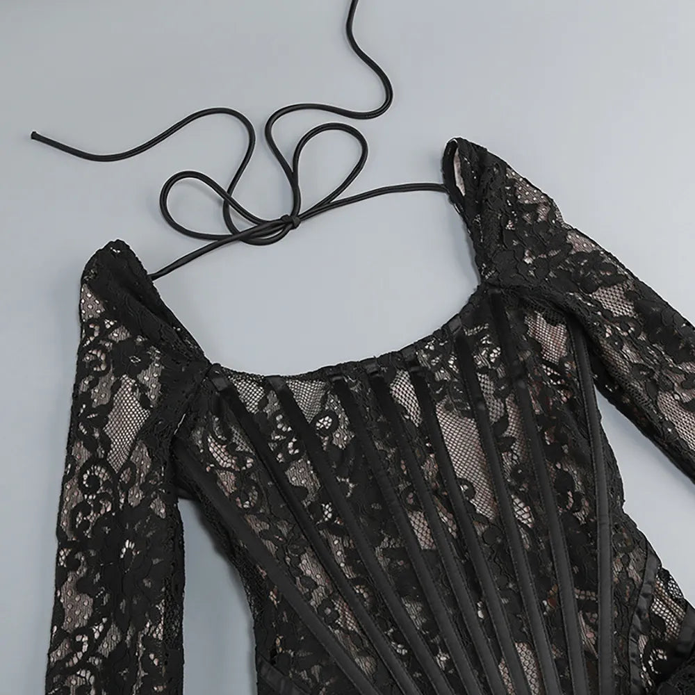 Alena Corset Black Mini Dress (Copy) Aclosy