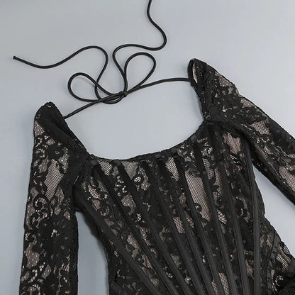 Alena Corset Black Mini Dress (Copy) Aclosy