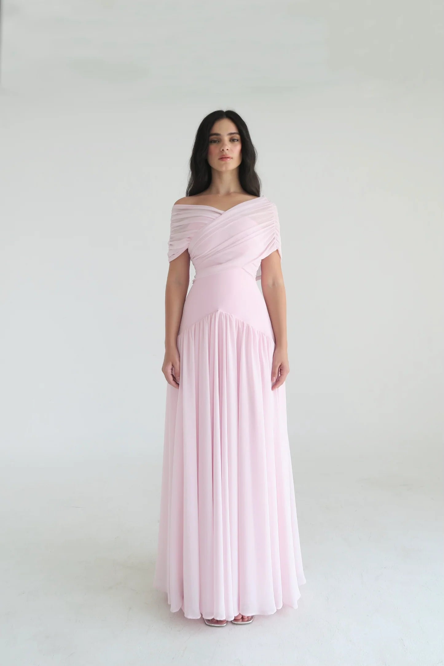 Elegant Cross-design Short-Sleeve Maxi Dress