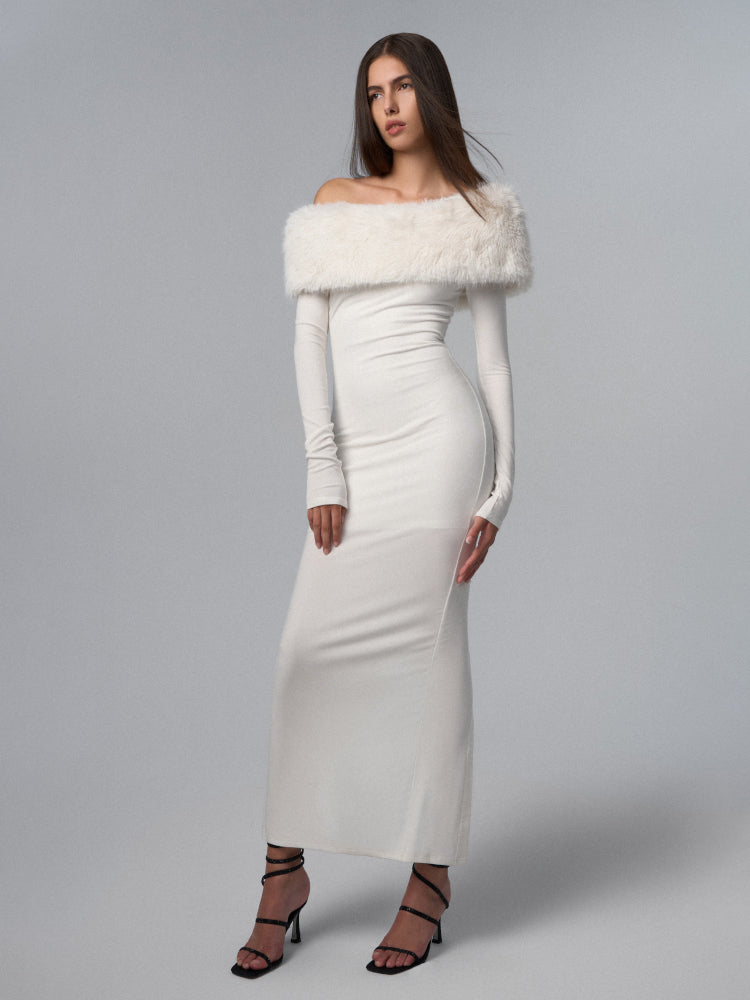 Nalana Strapless White Maxi Dress
