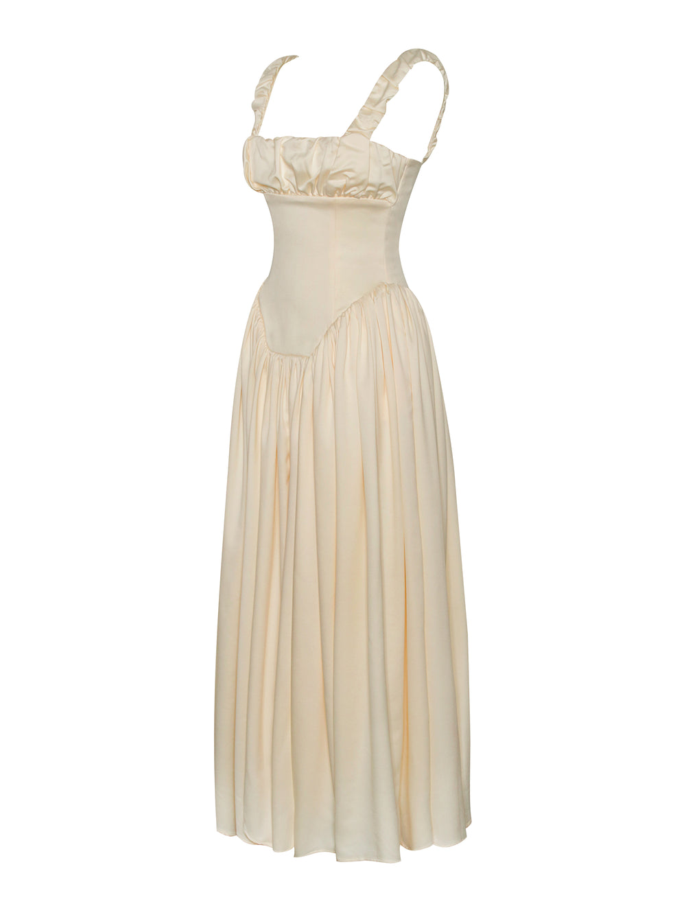 Riola Egg White Satin Drop Waist Maxi Sundress (Copy) aclosy